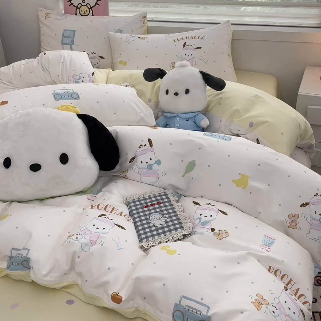 91家纺网 家纺一手货源 找家纺 暮思家居 2025新款正版授权三丽鸥全棉纯棉四件套系列-第三批 运动帕恰狗