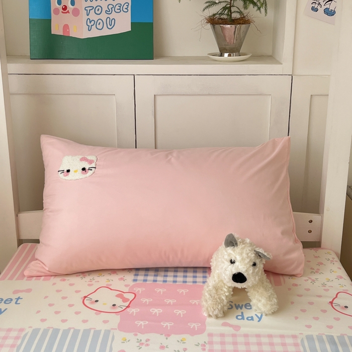 91家纺网 家纺一手货源 找家纺 如一 2025新款A类卡通毛巾绣水洗云朵棉学生宿舍床三件套 好多猫