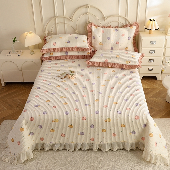 91家纺网 家纺一手货源 找家纺 美达家纺 2025新款全棉夹棉密道款床盖单品床盖床盖单件 贝贝南瓜（可定制）