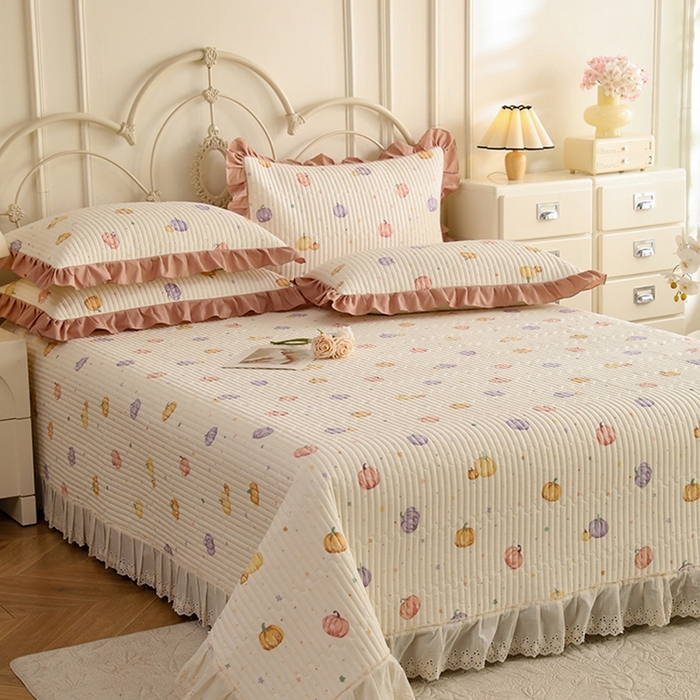 91家纺网 家纺一手货源 找家纺 美达家纺 2025新款全棉夹棉密道款床盖单品床盖床盖单件 贝贝南瓜（可定制）