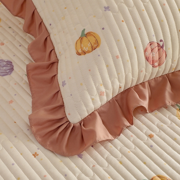 91家纺网 家纺一手货源 找家纺 美达家纺 2025新款全棉夹棉密道款床盖单品床盖床盖单件 贝贝南瓜（可定制）