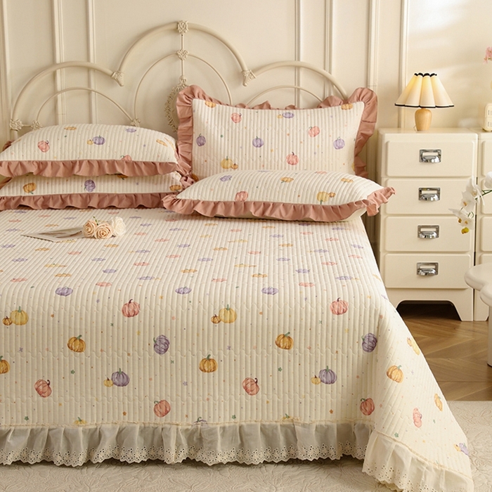 91家纺网 家纺一手货源 找家纺 美达家纺 2025新款全棉夹棉密道款床盖单品床盖床盖单件 贝贝南瓜（可定制）