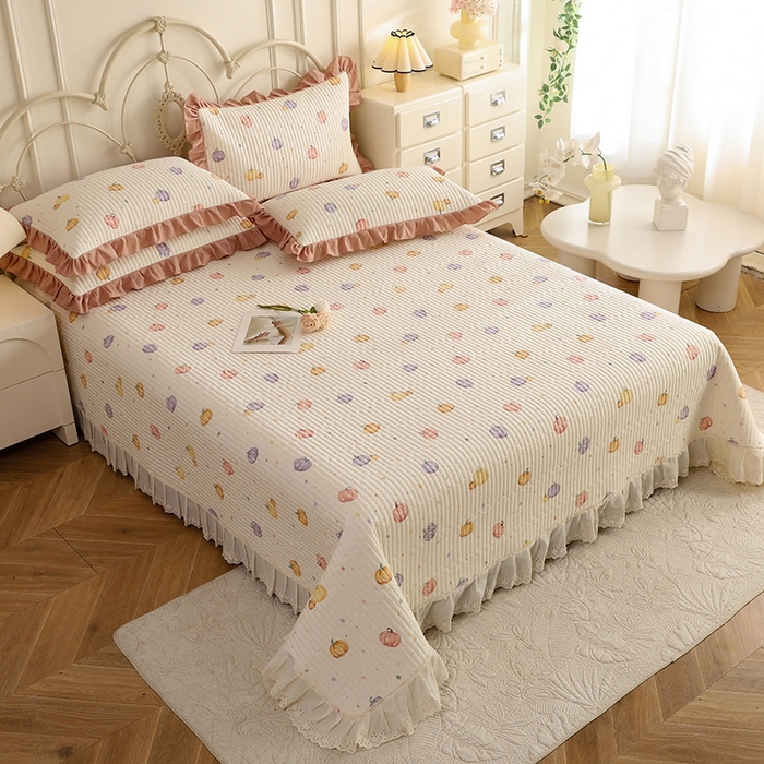 91家纺网 家纺一手货源 找家纺 美达家纺 2025新款全棉夹棉密道款床盖单品床盖床盖单件 贝贝南瓜（可定制）