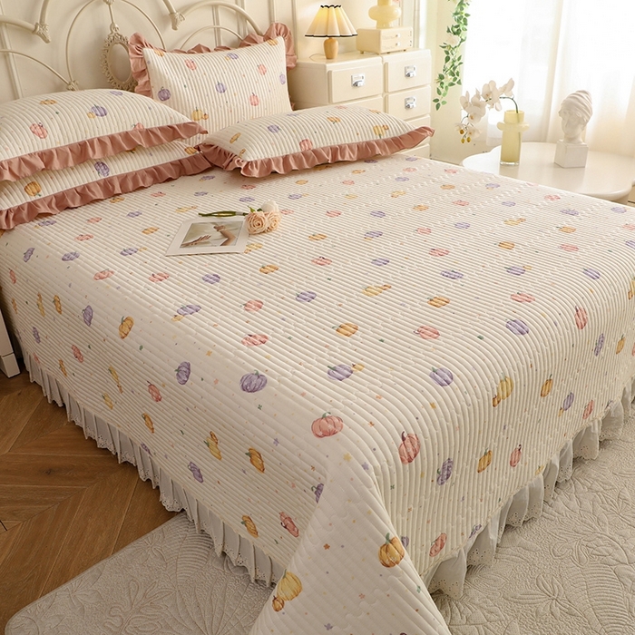 91家纺网 家纺一手货源 找家纺 美达家纺 2025新款全棉夹棉密道款床盖单品床盖床盖单件 贝贝南瓜（可定制）