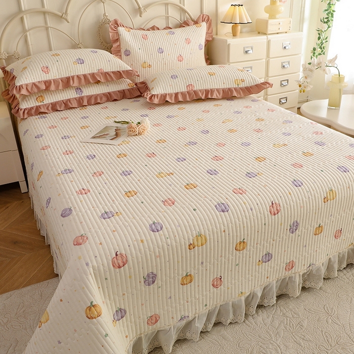 91家纺网 家纺一手货源 找家纺 美达家纺 2025新款全棉夹棉密道款床盖单品床盖床盖单件 贝贝南瓜（可定制）