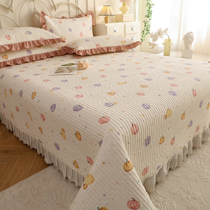 91家纺网 家纺一手货源 找家纺 美达家纺 2025新款全棉夹棉密道款床盖单品床盖床盖单件 贝贝南瓜（可定制）