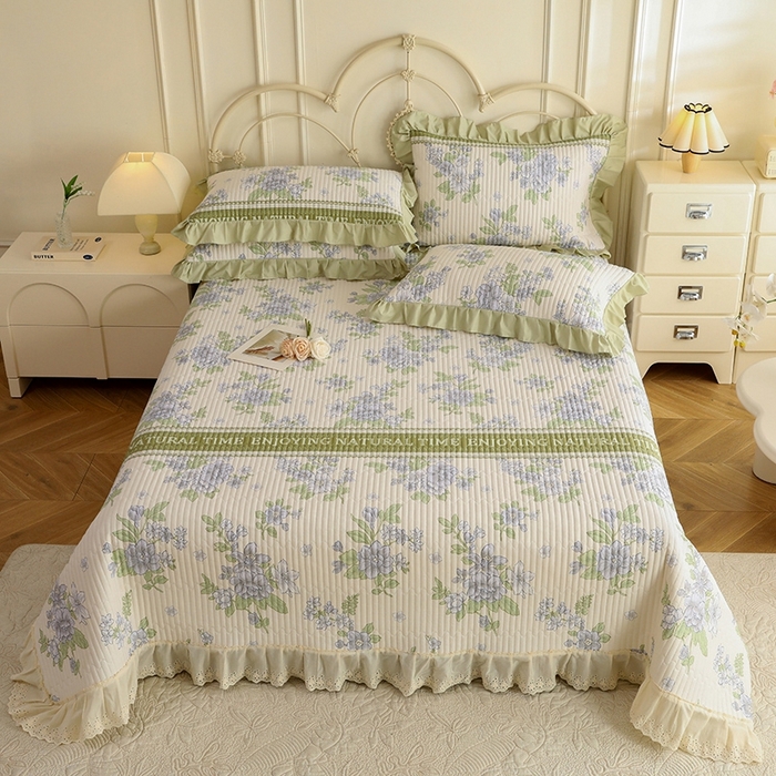 91家纺网 家纺一手货源 找家纺 美达家纺 2025新款全棉夹棉密道款床盖单品床盖床盖单件 风之恋（可定制）