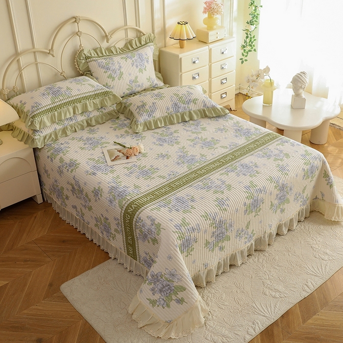 91家纺网 家纺一手货源 找家纺 美达家纺 2025新款全棉夹棉密道款床盖单品床盖床盖单件 风之恋（可定制）