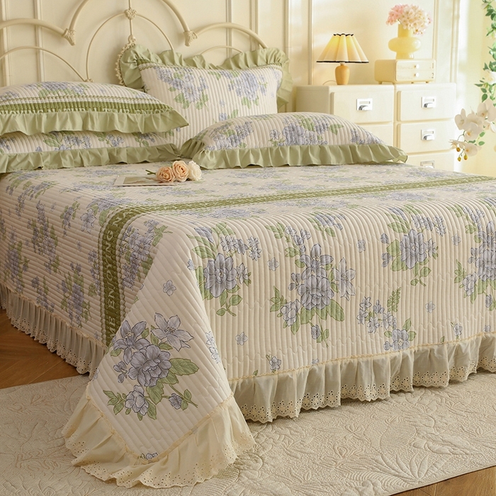 91家纺网 家纺一手货源 找家纺 美达家纺 2025新款全棉夹棉密道款床盖单品床盖床盖单件 风之恋（可定制）