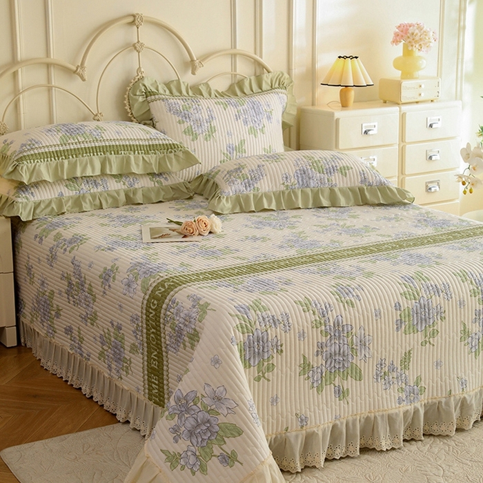 91家纺网 家纺一手货源 找家纺 美达家纺 2025新款全棉夹棉密道款床盖单品床盖床盖单件 风之恋（可定制）