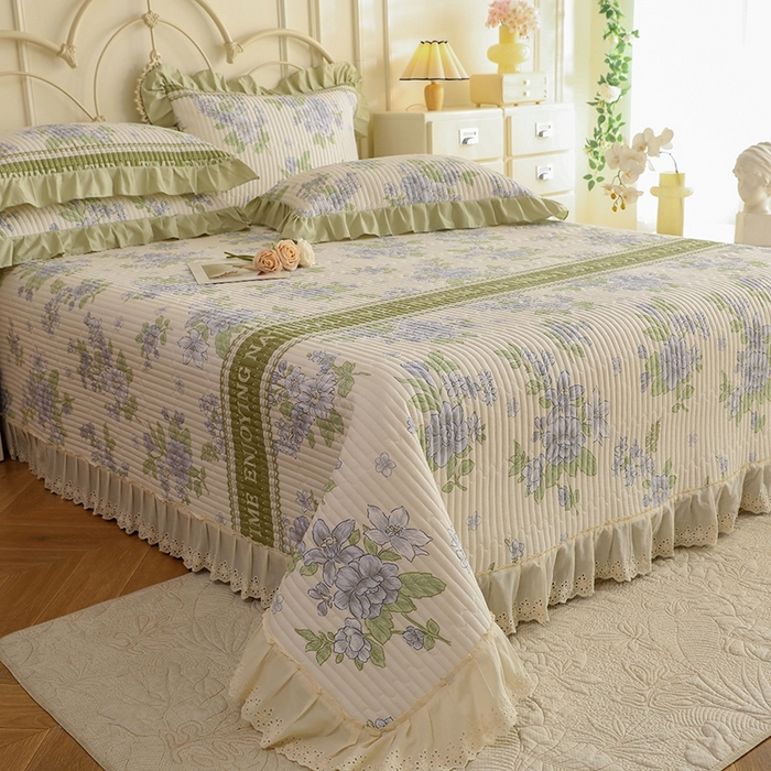 91家纺网 家纺一手货源 找家纺 美达家纺 2025新款全棉夹棉密道款床盖单品床盖床盖单件 风之恋（可定制）