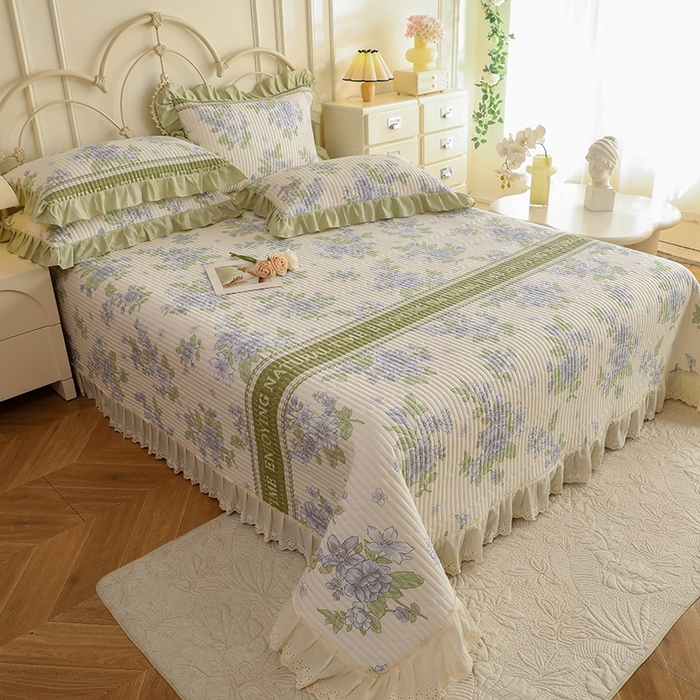 91家纺网 家纺一手货源 找家纺 美达家纺 2025新款全棉夹棉密道款床盖单品床盖床盖单件 风之恋（可定制）