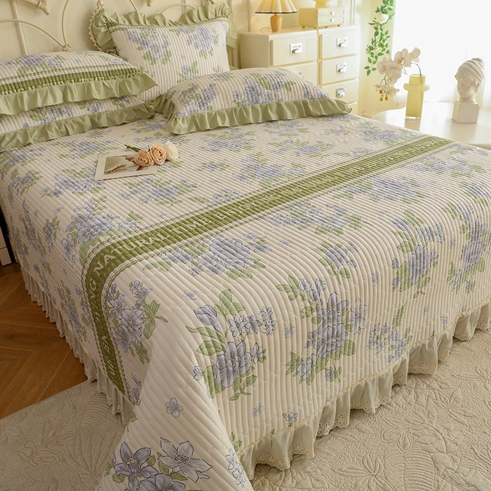 91家纺网 家纺一手货源 找家纺 美达家纺 2025新款全棉夹棉密道款床盖单品床盖床盖单件 风之恋（可定制）