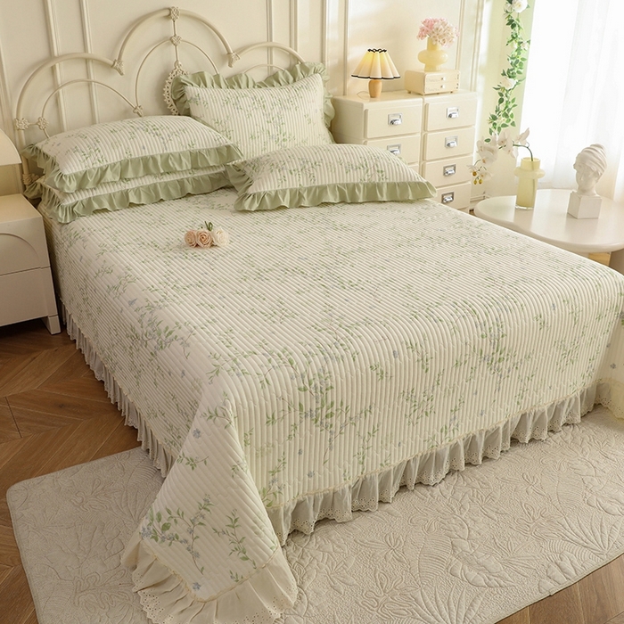 美达家纺 2025新款全棉夹棉密道款床盖单品床盖床盖单件 花枝摇曳（可定制）