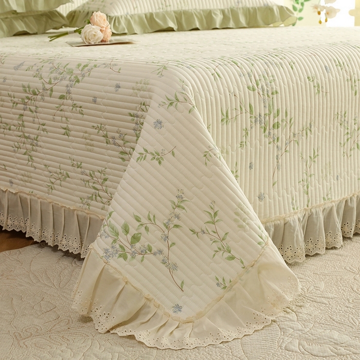 91家纺网 家纺一手货源 找家纺 美达家纺 2025新款全棉夹棉密道款床盖单品床盖床盖单件 花枝摇曳（可定制）