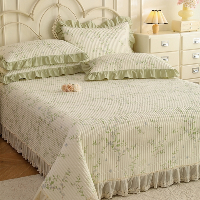 91家纺网 家纺一手货源 找家纺 美达家纺 2025新款全棉夹棉密道款床盖单品床盖床盖单件 花枝摇曳（可定制）