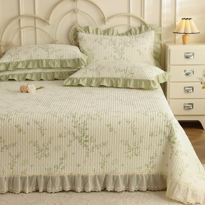 91家纺网 家纺一手货源 找家纺 美达家纺 2025新款全棉夹棉密道款床盖单品床盖床盖单件 花枝摇曳（可定制）