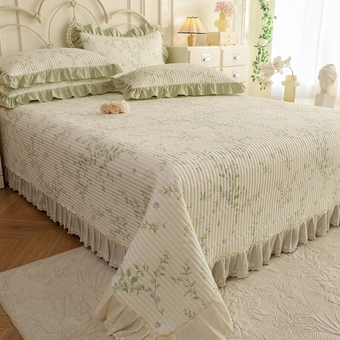 91家纺网 家纺一手货源 找家纺 美达家纺 2025新款全棉夹棉密道款床盖单品床盖床盖单件 花枝摇曳（可定制）