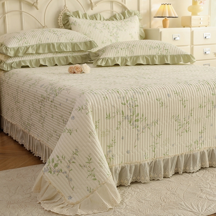 91家纺网 家纺一手货源 找家纺 美达家纺 2025新款全棉夹棉密道款床盖单品床盖床盖单件 花枝摇曳（可定制）