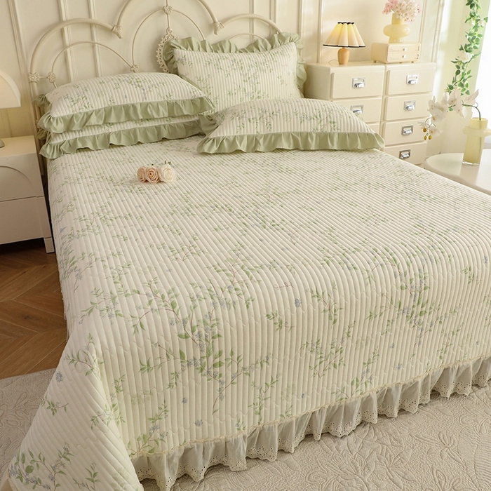 91家纺网 家纺一手货源 找家纺 美达家纺 2025新款全棉夹棉密道款床盖单品床盖床盖单件 花枝摇曳（可定制）