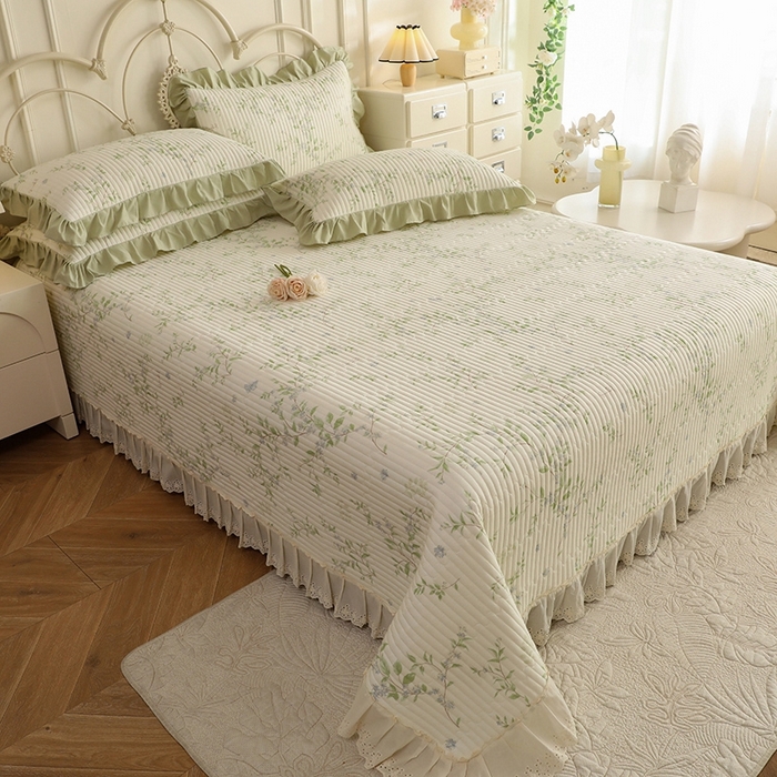 91家纺网 家纺一手货源 找家纺 美达家纺 2025新款全棉夹棉密道款床盖单品床盖床盖单件 花枝摇曳（可定制）