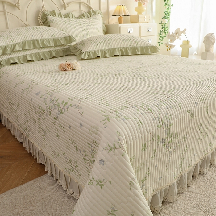 91家纺网 家纺一手货源 找家纺 美达家纺 2025新款全棉夹棉密道款床盖单品床盖床盖单件 花枝摇曳（可定制）