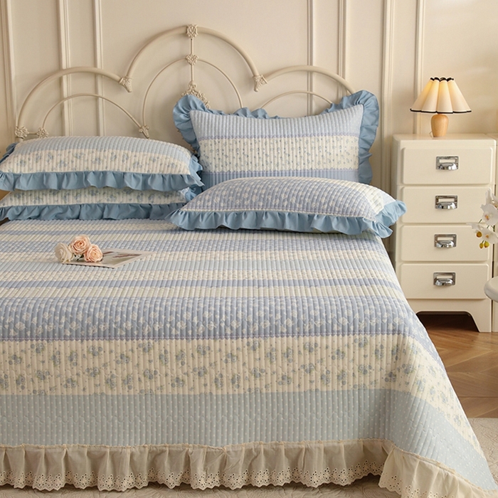 91家纺网 家纺一手货源 找家纺 美达家纺 2025新款全棉夹棉密道款床盖单品床盖床盖单件 暮风寻蝶（可定制）