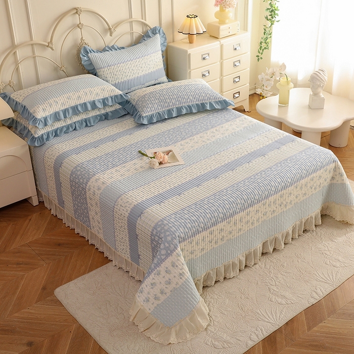 91家纺网 家纺一手货源 找家纺 美达家纺 2025新款全棉夹棉密道款床盖单品床盖床盖单件 暮风寻蝶（可定制）