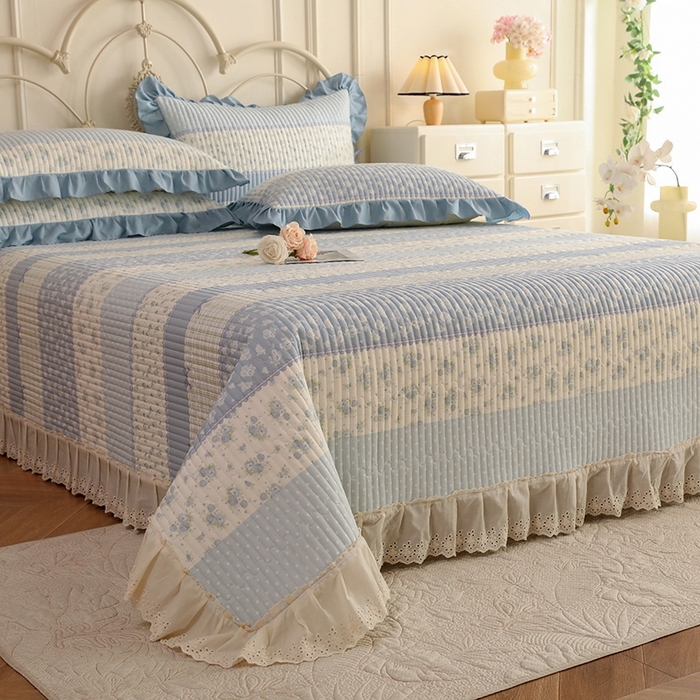 91家纺网 家纺一手货源 找家纺 美达家纺 2025新款全棉夹棉密道款床盖单品床盖床盖单件 暮风寻蝶（可定制）