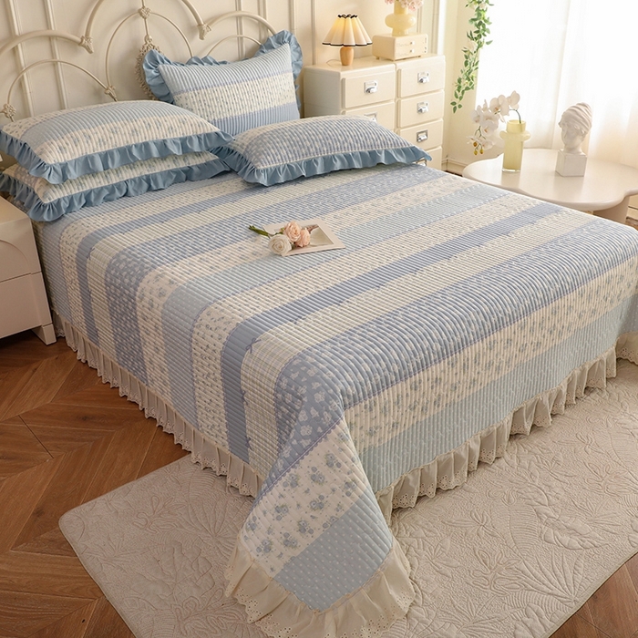 91家纺网 家纺一手货源 找家纺 美达家纺 2025新款全棉夹棉密道款床盖单品床盖床盖单件 暮风寻蝶（可定制）