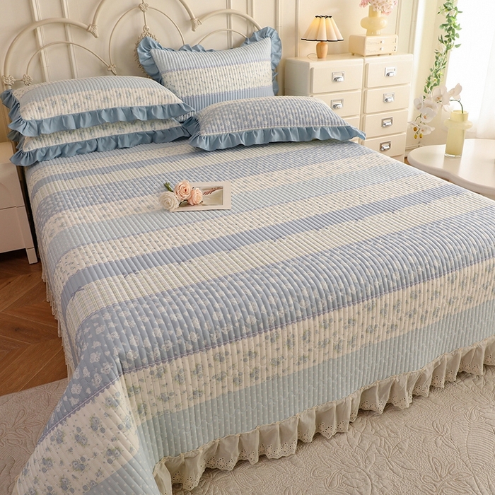 91家纺网 家纺一手货源 找家纺 美达家纺 2025新款全棉夹棉密道款床盖单品床盖床盖单件 暮风寻蝶（可定制）