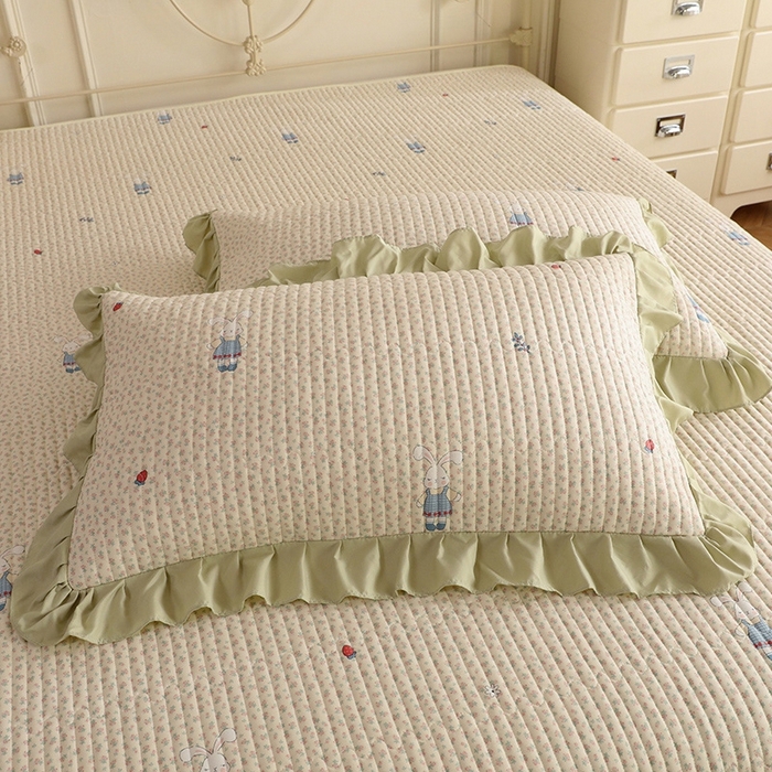 91家纺网 家纺一手货源 找家纺 美达家纺 2025新款全棉夹棉密道款床盖单品床盖床盖单件 奶呼兔兔-米（可定制）