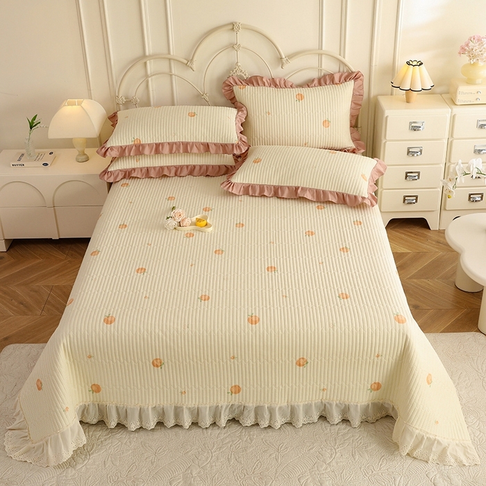 91家纺网 家纺一手货源 找家纺 美达家纺 2025新款全棉夹棉密道款床盖单品床盖床盖单件 小橙橘