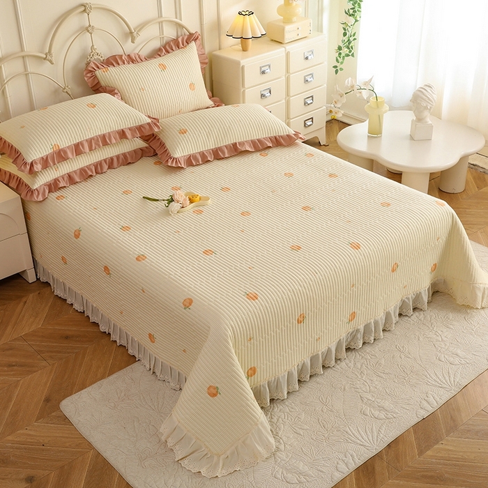 91家纺网 家纺一手货源 找家纺 美达家纺 2025新款全棉夹棉密道款床盖单品床盖床盖单件 小橙橘