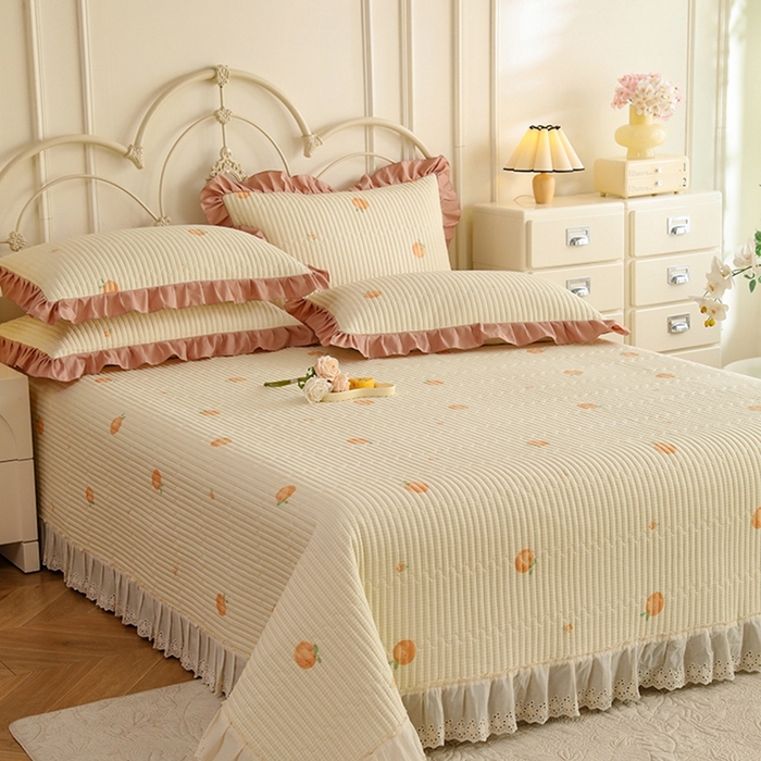 91家纺网 家纺一手货源 找家纺 美达家纺 2025新款全棉夹棉密道款床盖单品床盖床盖单件 小橙橘