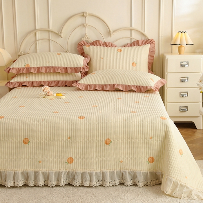 91家纺网 家纺一手货源 找家纺 美达家纺 2025新款全棉夹棉密道款床盖单品床盖床盖单件 小橙橘