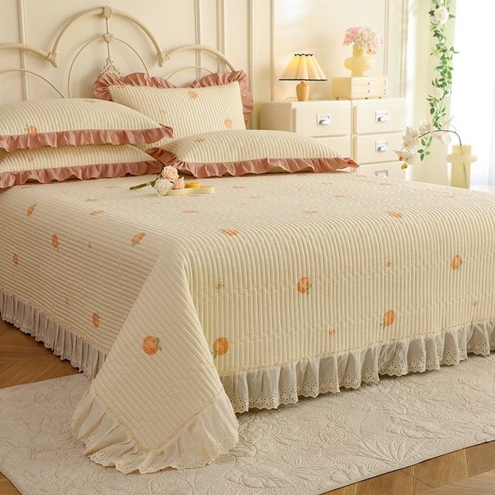 91家纺网 家纺一手货源 找家纺 美达家纺 2025新款全棉夹棉密道款床盖单品床盖床盖单件 小橙橘