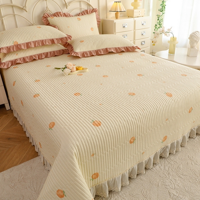 91家纺网 家纺一手货源 找家纺 美达家纺 2025新款全棉夹棉密道款床盖单品床盖床盖单件 小橙橘