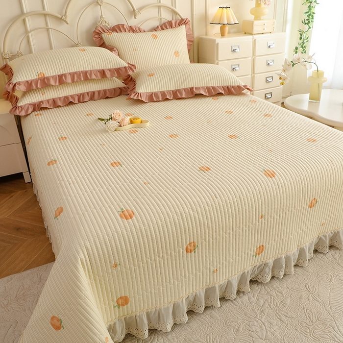 91家纺网 家纺一手货源 找家纺 美达家纺 2025新款全棉夹棉密道款床盖单品床盖床盖单件 小橙橘