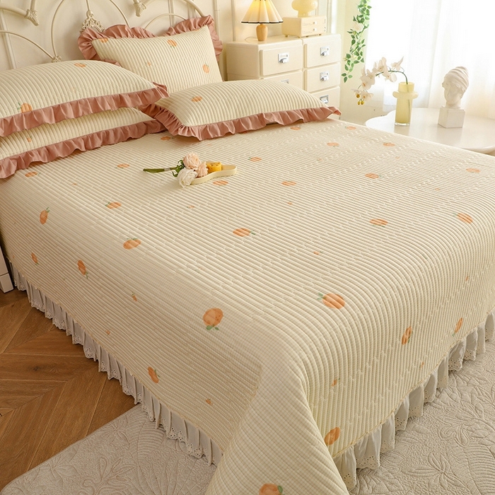 91家纺网 家纺一手货源 找家纺 美达家纺 2025新款全棉夹棉密道款床盖单品床盖床盖单件 小橙橘