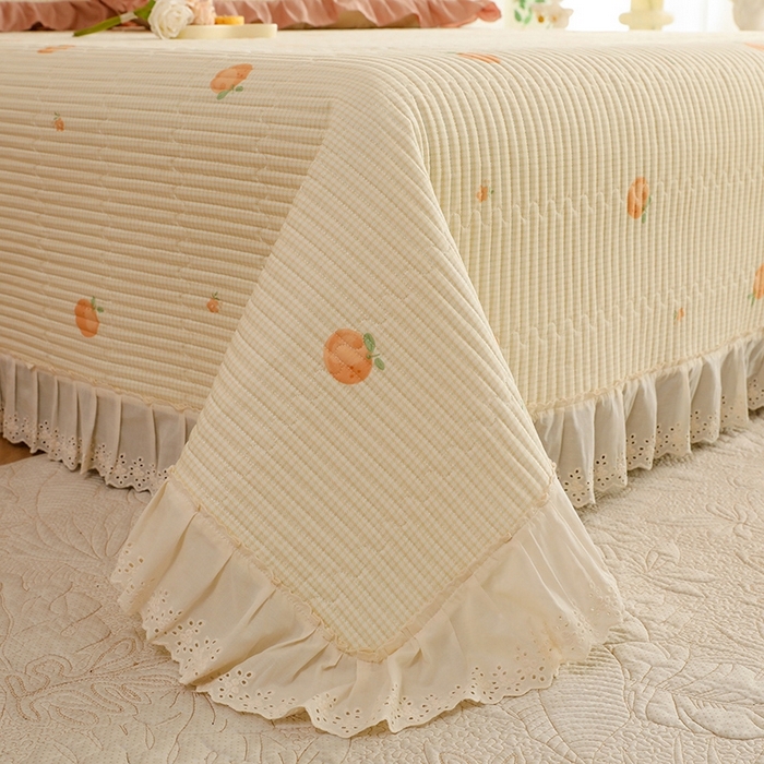 91家纺网 家纺一手货源 找家纺 美达家纺 2025新款全棉夹棉密道款床盖单品床盖床盖单件 小橙橘