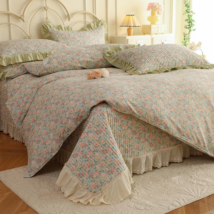 91家纺网 家纺一手货源 找家纺 （总）美达家纺 2025新款全棉夹棉密道款床盖四件套（可定制）