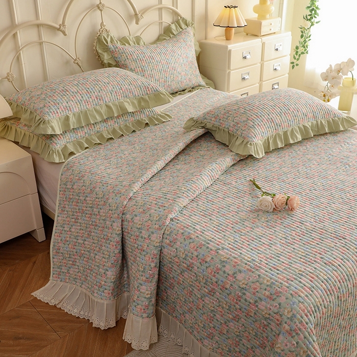 91家纺网 家纺一手货源 找家纺 （总）美达家纺 2025新款全棉夹棉密道款床盖四件套（可定制）