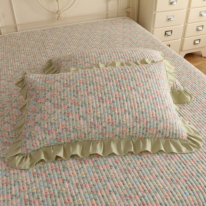 91家纺网 家纺一手货源 找家纺 美达家纺 2025新款全棉夹棉密道款床盖四件套（可定制） 柏林梦境-绿