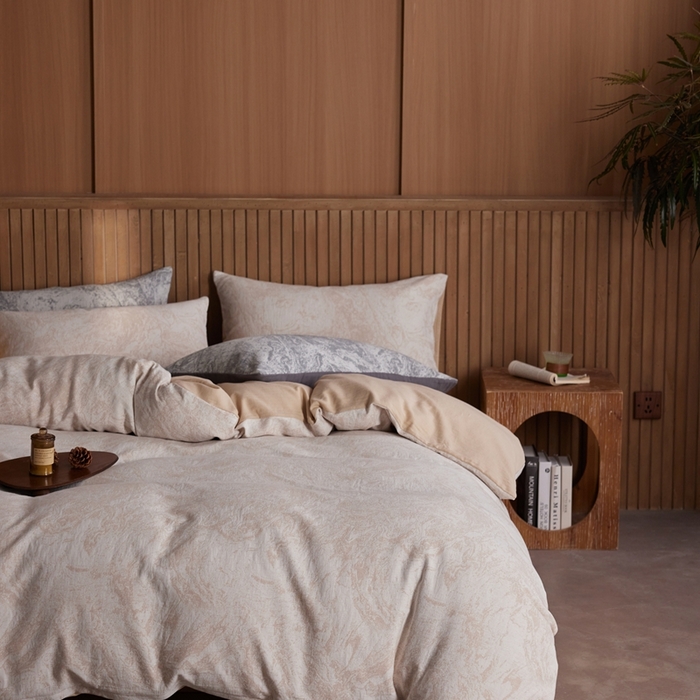 91家纺网 家纺一手货源 找家纺 （总）梦享生活家居2025新款全棉色织双层纱提花四件套