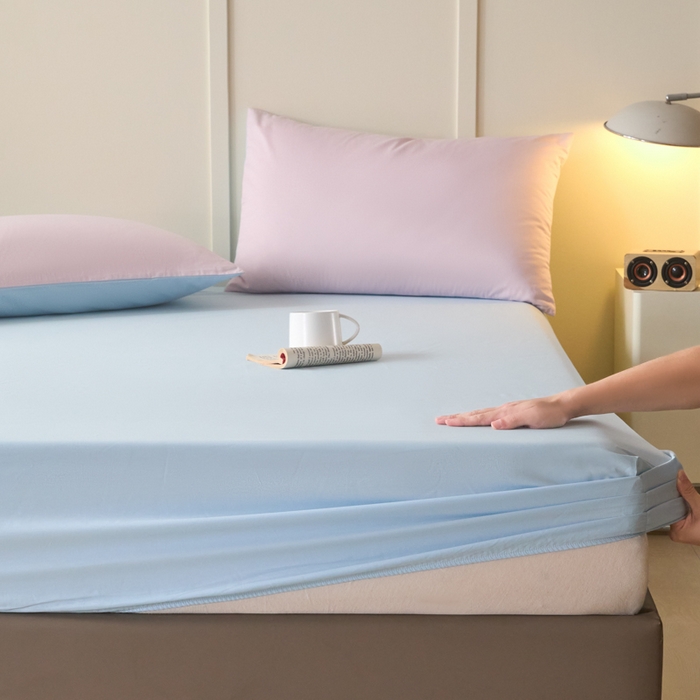 乐美家纺 2025新款全棉纯棉纯色床笠床笠笠件单床笠 粉末蓝