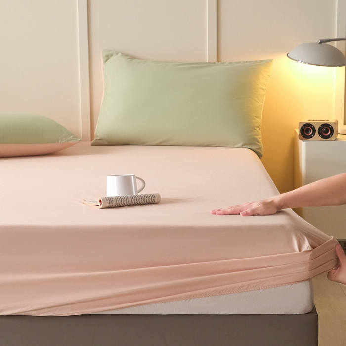 乐美家纺 2025新款全棉纯棉纯色床笠床笠笠件单床笠 米杏
