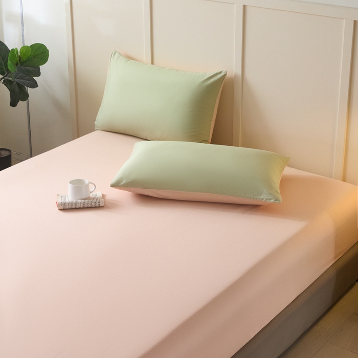 91家纺网 家纺一手货源 找家纺 乐美家纺 2025新款全棉纯棉纯色床笠床笠笠件单床笠 米杏