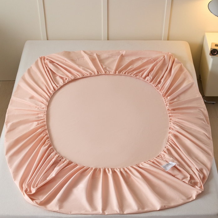 91家纺网 家纺一手货源 找家纺 乐美家纺 2025新款全棉纯棉纯色床笠床笠笠件单床笠 米杏