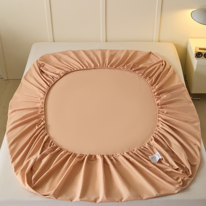 91家纺网 家纺一手货源 找家纺 乐美家纺 2025新款全棉纯棉纯色床笠床笠笠件单床笠 奶茶杏